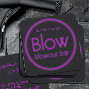 Blow Blowout Bar Voeg Jouw naam Neon Pink toe Vierkante Visitekaartje