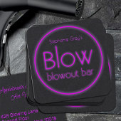 Blow Blowout Bar Voeg Jouw naam Neon Pink toe Vierkante Visitekaartje