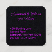 Blow Blowout Bar Voeg Jouw naam Neon Pink toe Vierkante Visitekaartje (Achterkant)