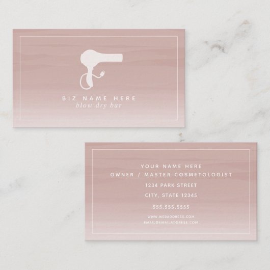 Blow Dry Bar Cosmetoloog Blush Ombre Visitekaartje (Voorkant / Achterkant)