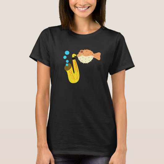 Blow Fish die Saxophone Muziek speelt T-shirt (Voorkant)