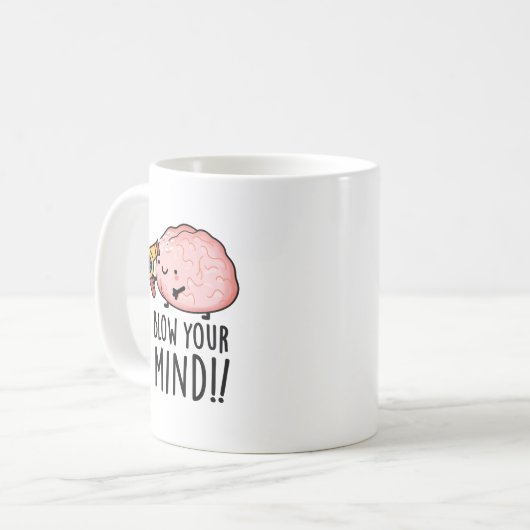Blow je geest Funny Brain Pun Koffiemok (Voorkant links)