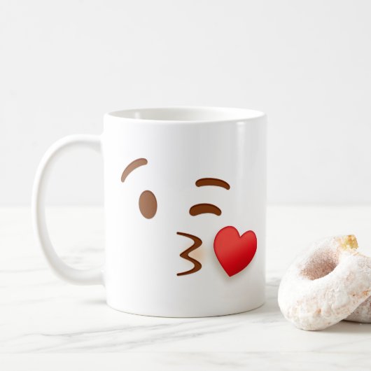 Blow Kiss Emoji Koffiemok (Met donut)