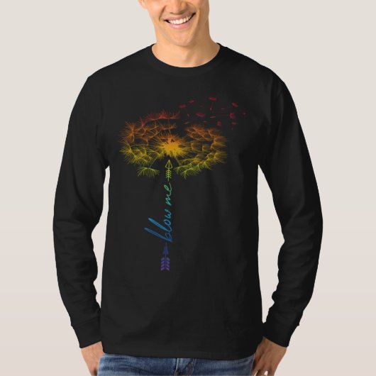 Blow Me Dandelion Just Tattoo Arrow Breathe Rainbo T-shirt (Voorkant)