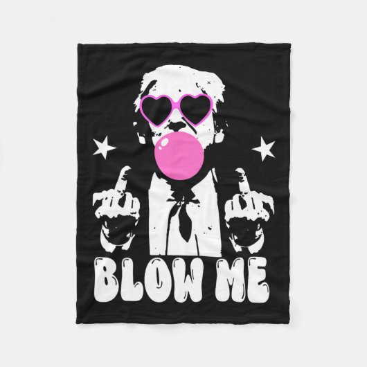 Blow Me Funny Trump Pink Bubble Gum Donald Trump 2 Fleece Deken (Voorkant)