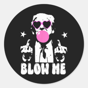 Blow Me Funny Trump Pink Bubble Gum Donald Trump 2 Ronde Sticker