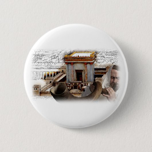 Blow the Shofar in Zion Ronde Button 5,7 Cm (Voorkant)