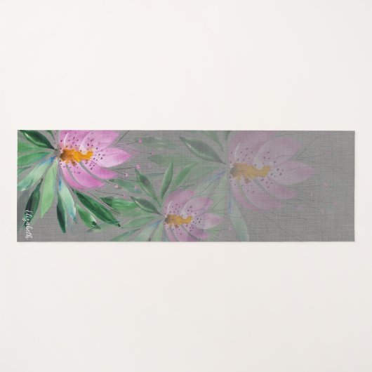 Blowers Bloom Violet Waterverf Monogramed Yogamat (Voorkant (horizontaal))