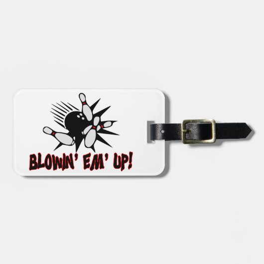 Blowin Em Up Bowling Pins Bagagelabel (Voorkant horizontaal)