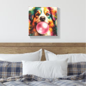 Blowing Bubblegum Stretched Canvas Afdrukken (Insitu (Slaapkamer))