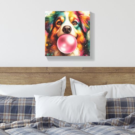 Blowing Bubblegum Stretched Canvas Afdrukken (Insitu (Slaapkamer))