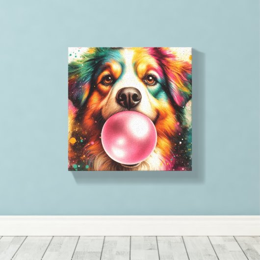 Blowing Bubblegum Stretched Canvas Afdrukken (Insitu (Houten vloer))