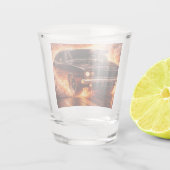 Blown Muscle Car Burnout Supercharged Firestorm Shot Glas (Achterkant)