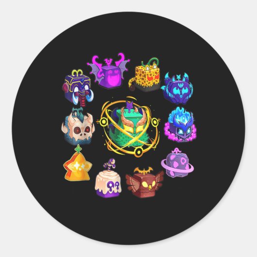 Blox Fruit Ronde van Mythicales voor Verjaardag Ronde Sticker (Voorkant)