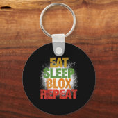 Blox Gaming _ Eat Sleep Blox Repeat _ Kids Gaming Sleutelhanger (Voorkant)