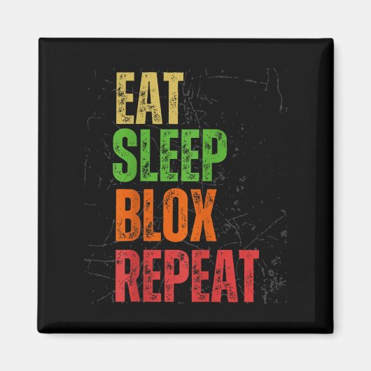 Blox Gaming Tee, Eat Sleep Blox Repeat, Kids Gamin Magneet (Voorkant)