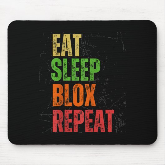 Blox Gaming Tee, Eat Sleep Blox Repeat, Kids Gamin Muismat (Voorkant)