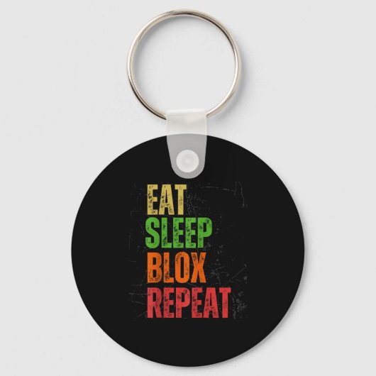 Blox Gaming Tee, Eat Sleep Blox Repeat, Kids Gamin Sleutelhanger (Voorkant)