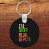 Blox Gaming Tee, Eat Sleep Blox Repeat, Kids Gamin Sleutelhanger (Voorkant)