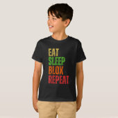 Blox Gaming Tee, Eat Sleep Blox Repeat, Kids Gamin T-shirt (Voorkant volledig)