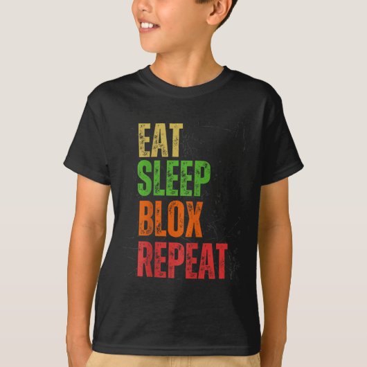 Blox Gaming Tee, Eat Sleep Blox Repeat, Kids Gamin T-shirt (Voorkant)