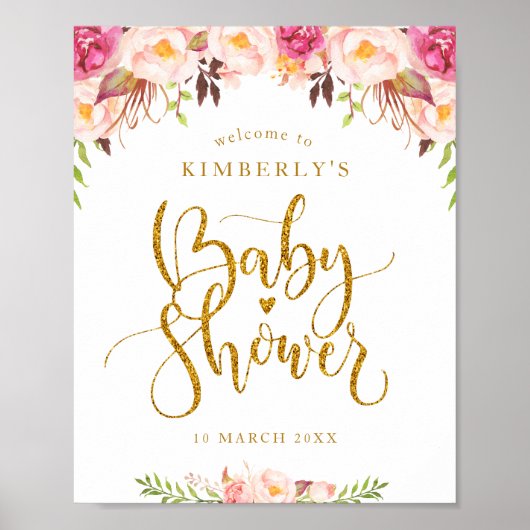 blozen baby shower welkom teken poster (Voorkant)