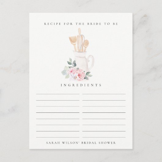 Blozen Bestek Bloem Recept Verzoek Bruidsmeisjesfe Briefkaart (Voorkant)