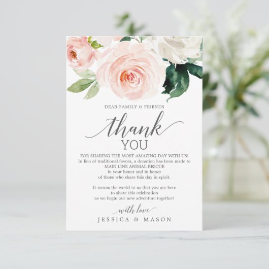 Blozen Bloeit In plaats van Favorieten Plaats Kaar Aankondiging (Staand voorkant)