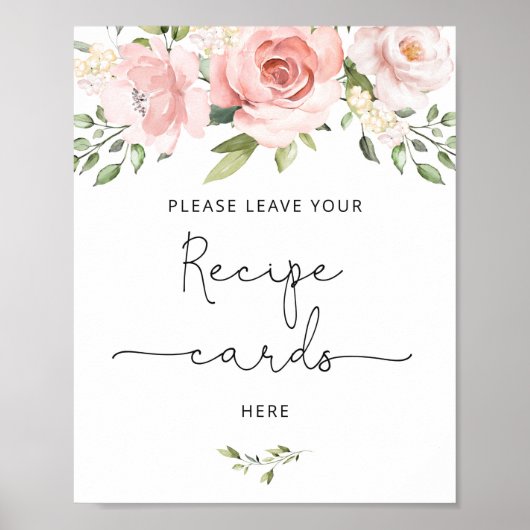 Blozen bloem laat je receptkaart hier poster (Voorkant)