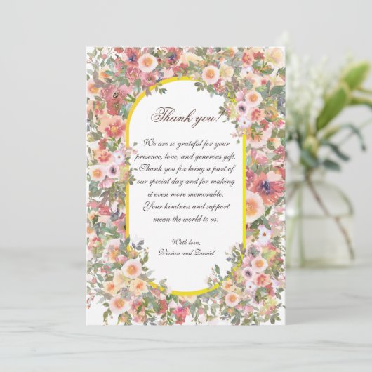 Blozen Bloemen bruiloft dank u kaart (Staand voorkant)