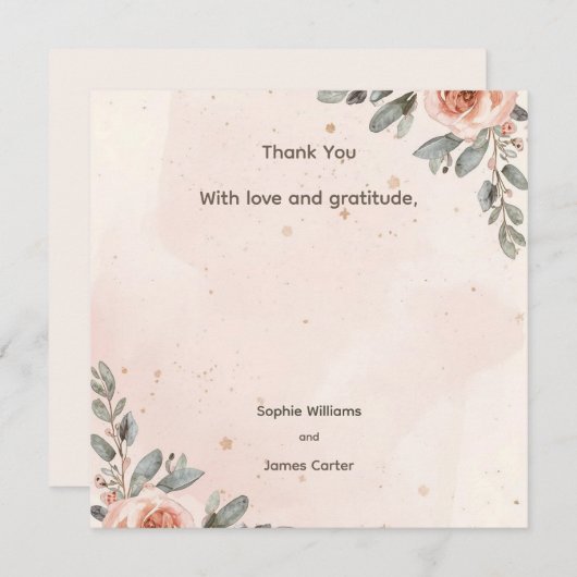 Blozen Bloemen bruiloft dank u kaart (Voorkant / Achterkant)