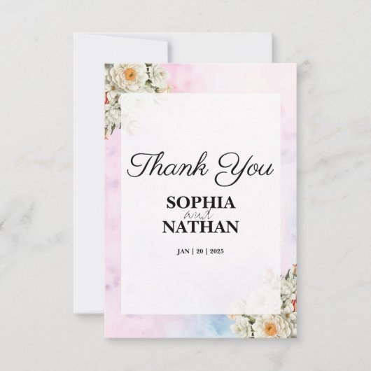 Blozen Bloemen bruiloft dank u kaart (Voorkant)