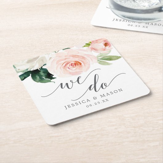 Blozen Bloemen bruiloft Onderzetters (Schuin)