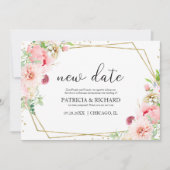 Blozen Bloemen Geometrische bruiloft uitstel Kaart (Voorkant)