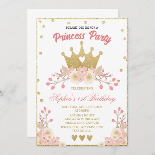 Blozen Bloemen Royal Crown Princess Verjaardagsfee Kaart (Voorkant / Achterkant)