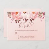 Blozen Bloemen RSVP bruiloft Briefkaart Uitnodigin (Voorkant / Achterkant)