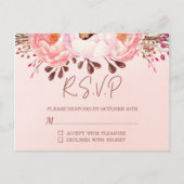 Blozen Bloemen RSVP bruiloft Briefkaart Uitnodigin (Voorkant)