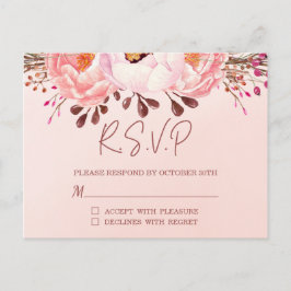 Blozen Bloemen RSVP bruiloft Briefkaart Uitnodigin
