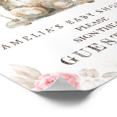 Blozen Bloemen Teddybeer Baby shower Gastboek Poster (Hoek)