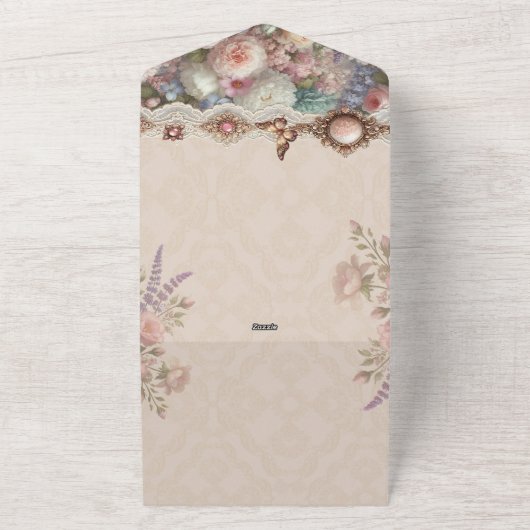 Blozen Bloemen Victoriaans Salon Open Huis Uitnodi All In One Uitnodiging (Buitenkant)