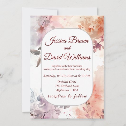 Blozen Bloemen Waterverf bruiloft uitnodiging (Voorkant)