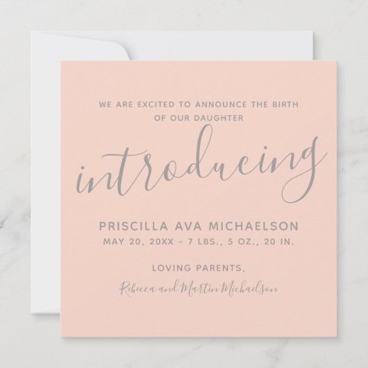 Blozen Bloemen Waterverf Foto Aankondiging Geboort (Achterkant)