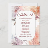 Blozen Bloemen Waterverf Tafel Zitplaatsen Kaart (Voorkant)