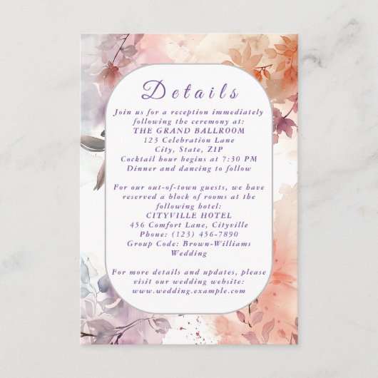 Blozen Bloemen Waterverf Trouwruimte Kaart (Voorkant)