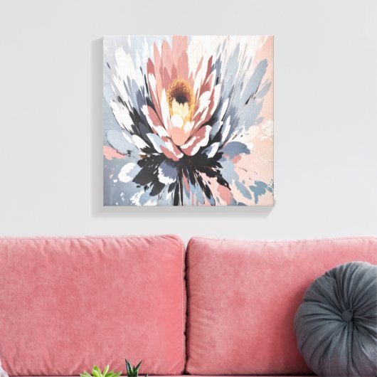 Blozen Bloesem: Abstracte roze Lotus bloemkunst Canvas Afdruk (Insitu (Woonkamer))