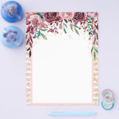 Blozen & Bordeaux Bloemendrop & Gouden Confetti Flyer (Enkel)