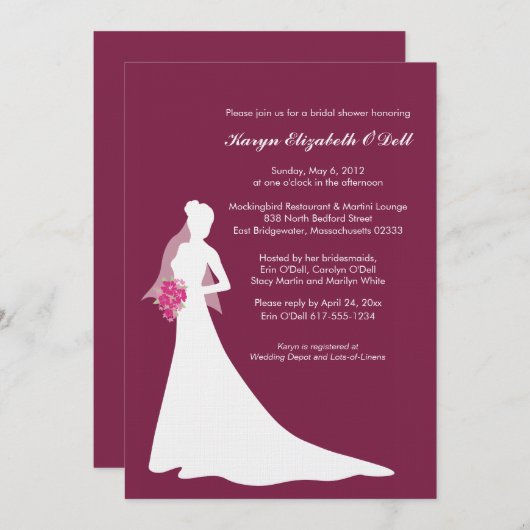 Blozen Bruid - Bruids Douche Uitnodigingen (Voorkant / Achterkant)