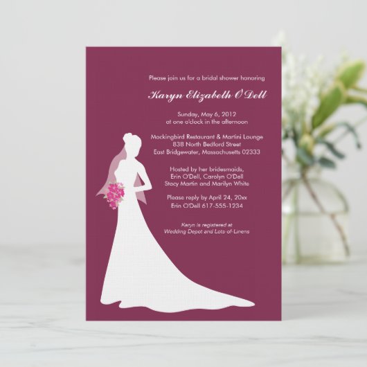 Blozen Bruid - Bruids Douche Uitnodigingen (Staand voorkant)