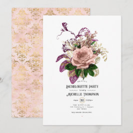 Blozen Burgundy Goud Shabby Bloemige Meisjesuitnod Kaart