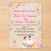 Blozen Elegantie: Acryl bruiloft uitnodiging (Voorkant)